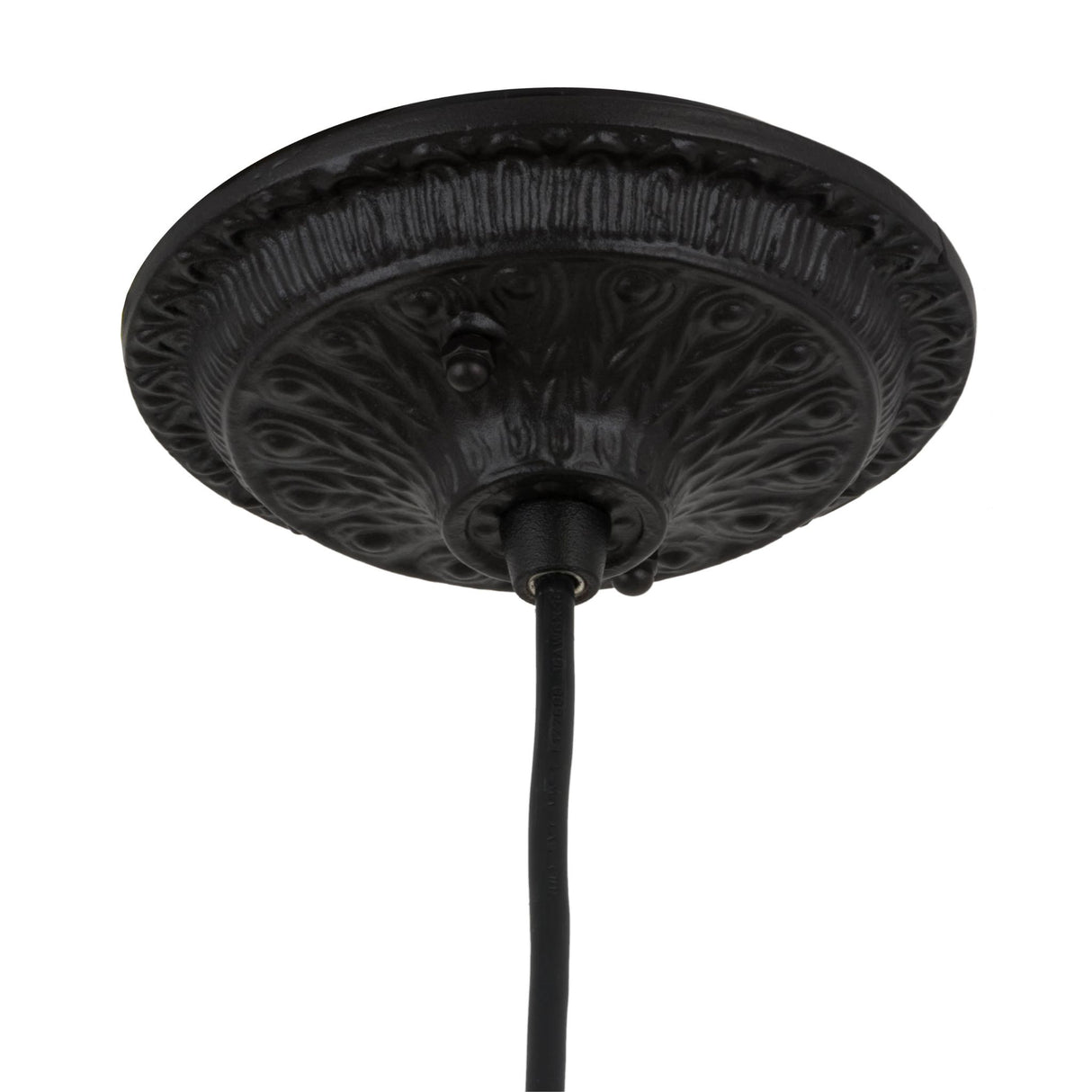 Canopy on jadestone willow mini pendant with textured black finish.