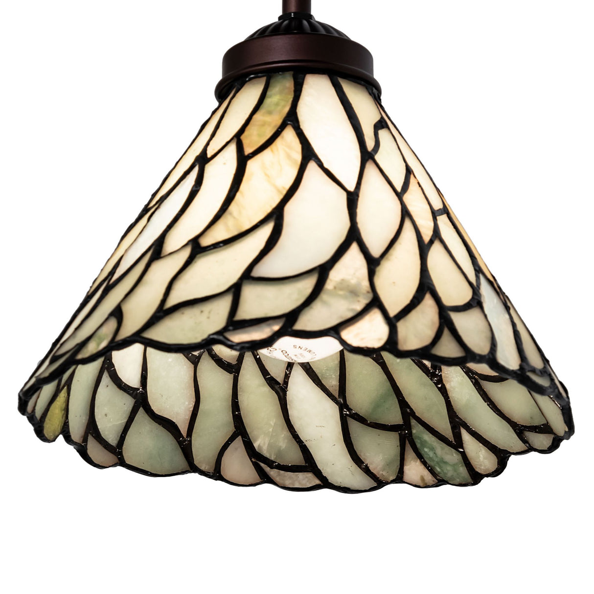 Close-up view of the natural jadestone willow mini pendant showcasing its detailed leaf design.