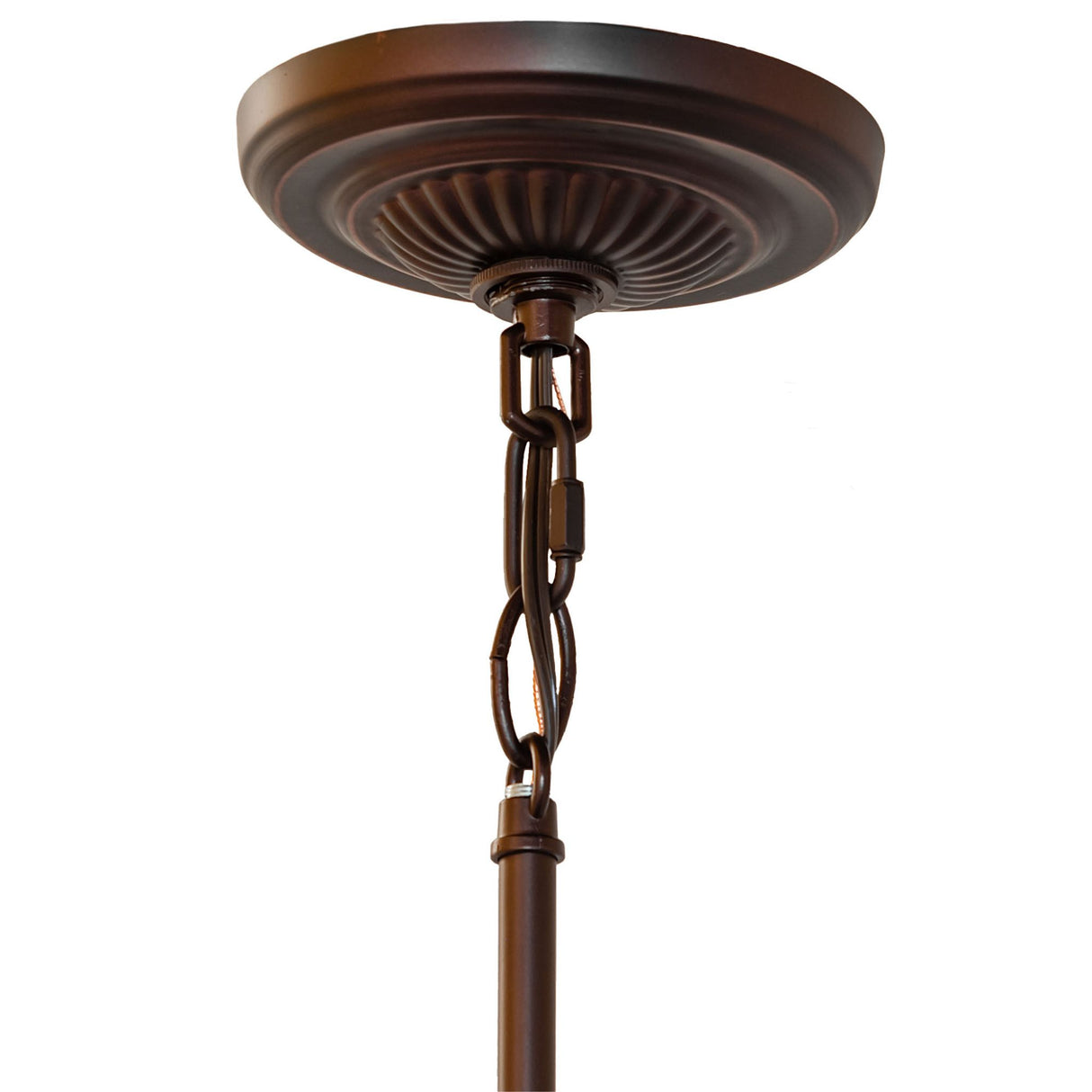 Mounting detail of jadestone willow pendant with bronze finish.