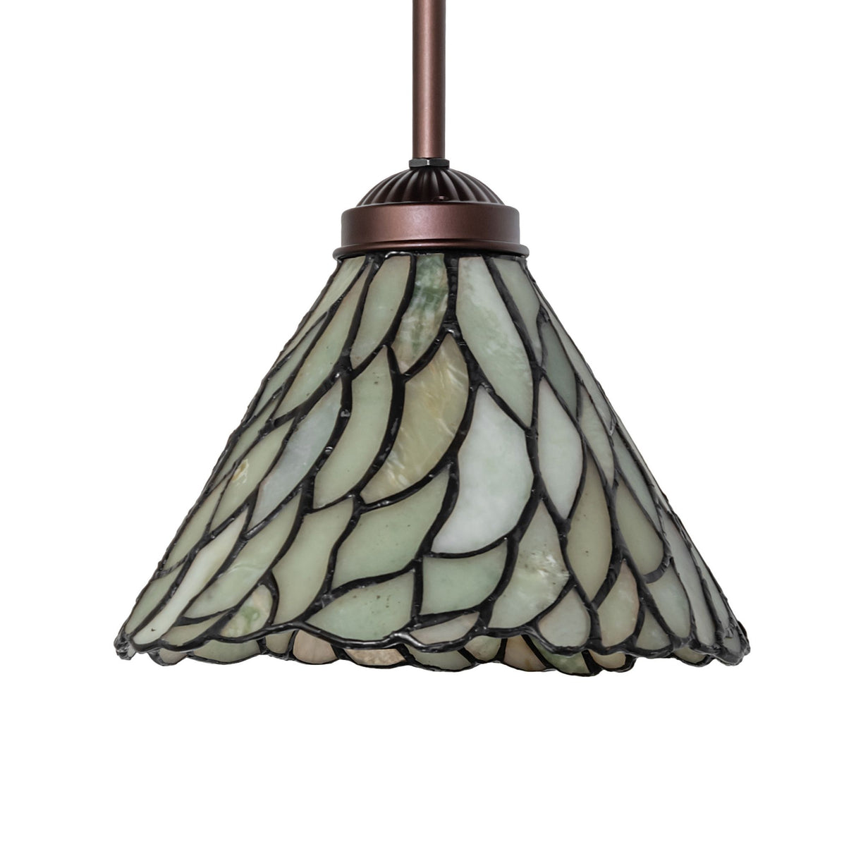 Side view of willow mini pendant with intricate jadestone design.