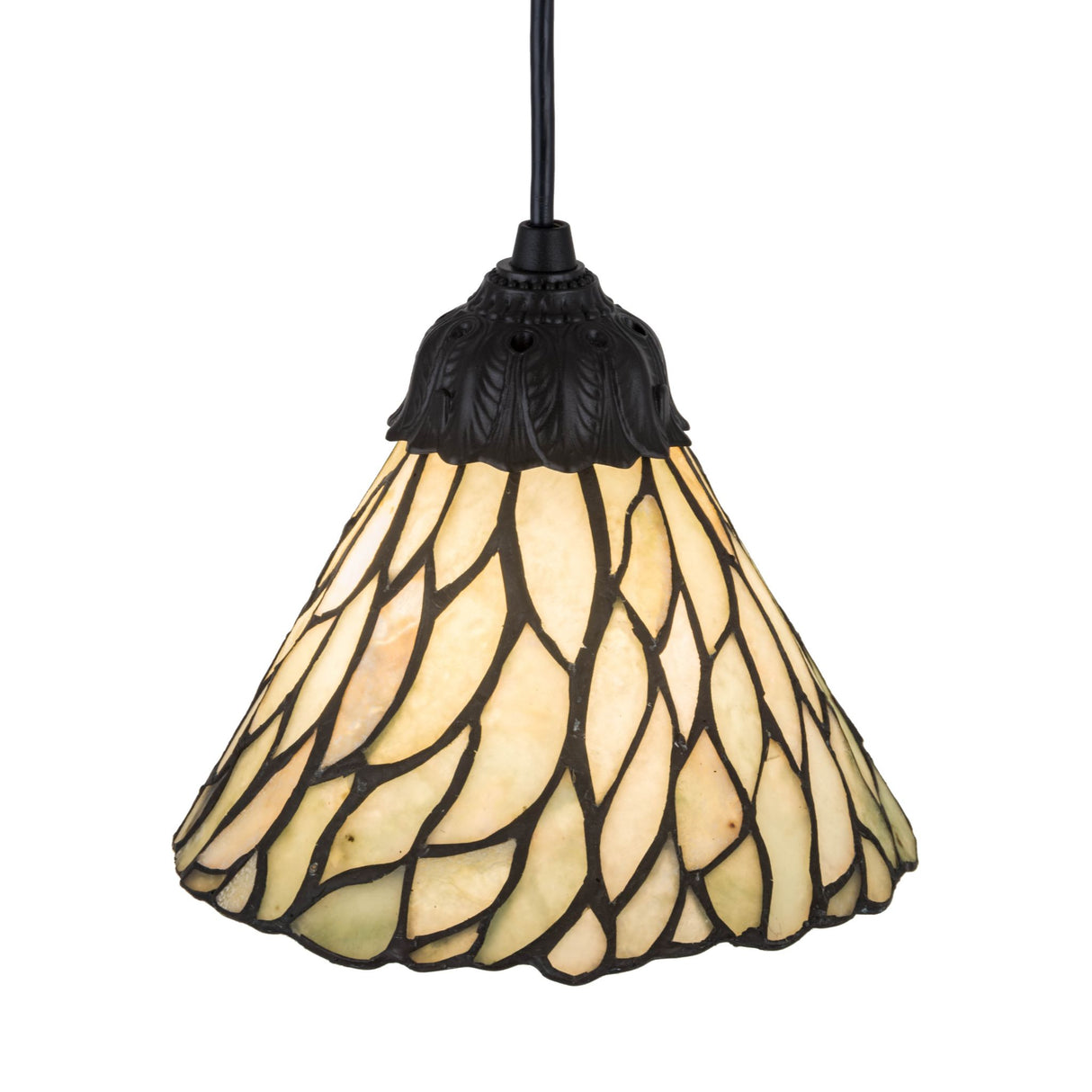 top view of jadestone willow mini pendant with adjustable cord design.