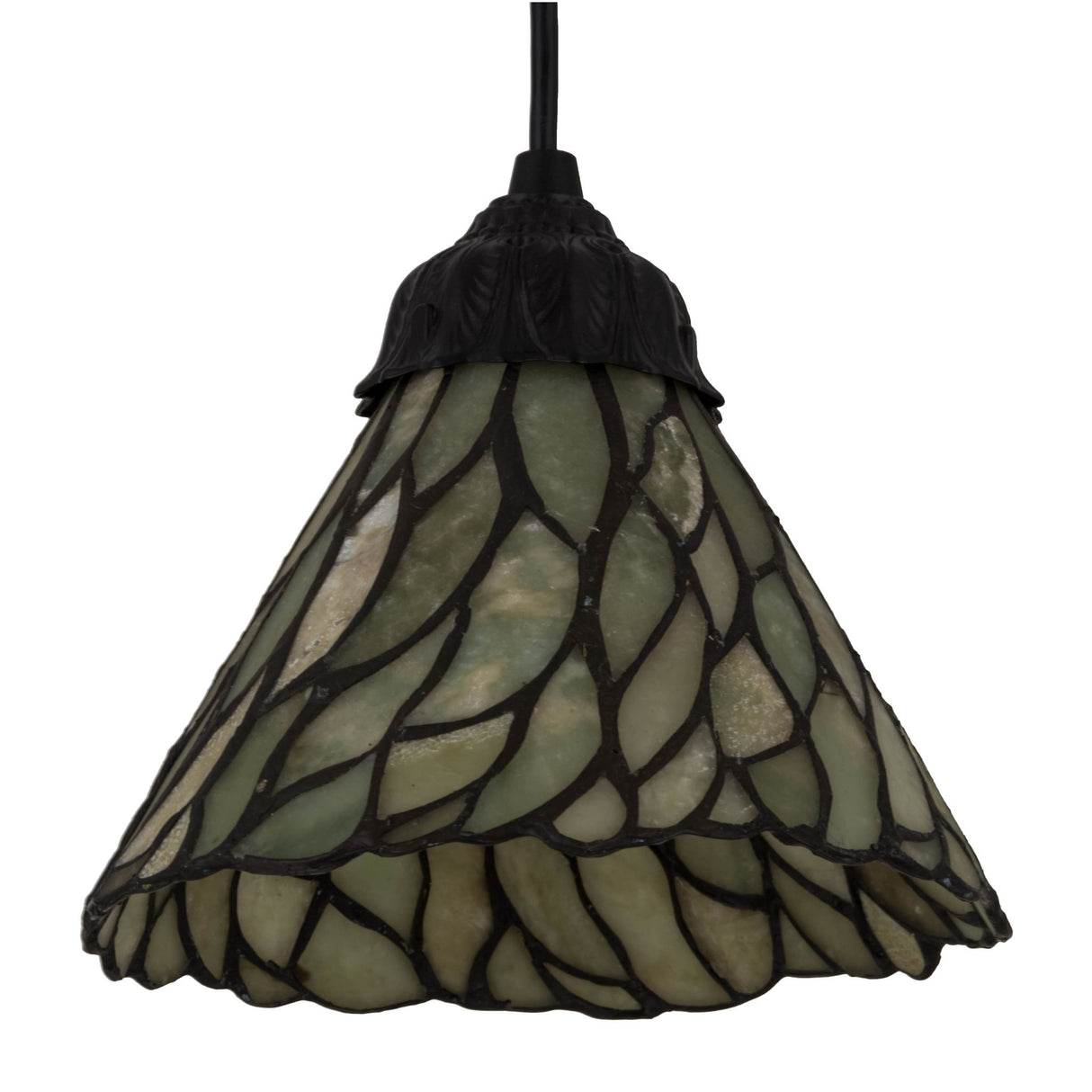 unlit view of jadestone willow mini pendant showcasing earthy stone tones.