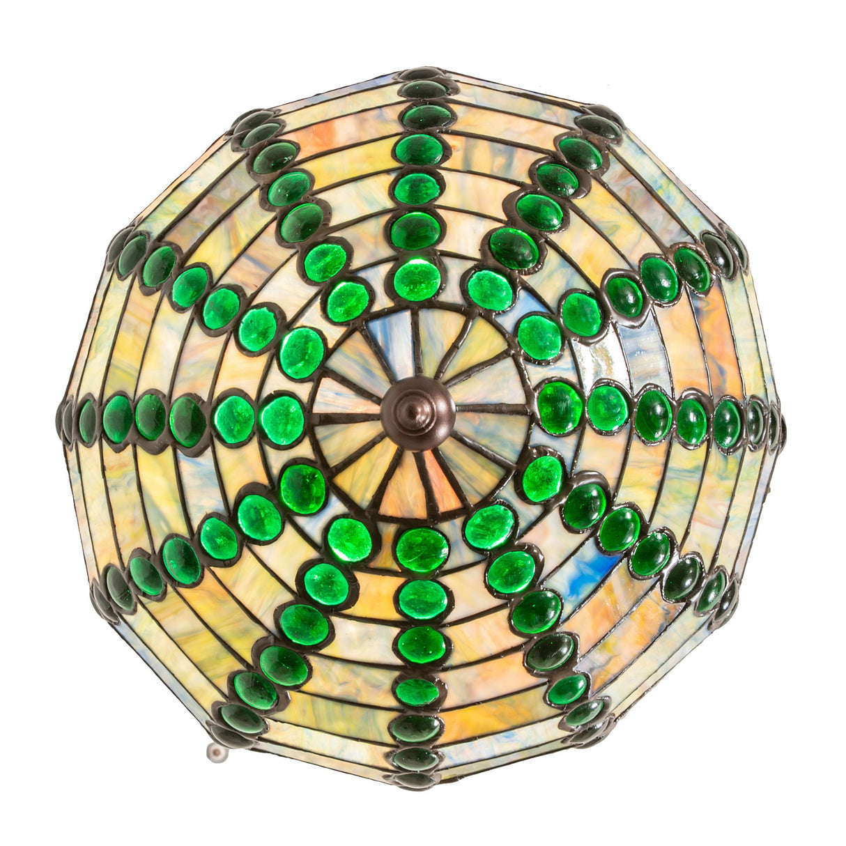 Bottom view of the Jeweled Beehive Pendant showcasing the decorative glass jewel pattern.