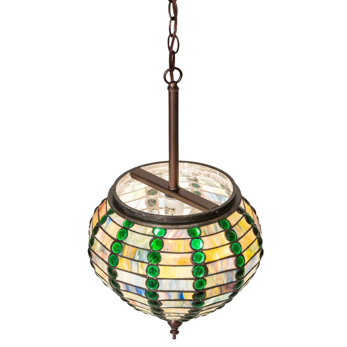 Jeweled Beehive Pendant showing intricate glass details and adjustable chain.