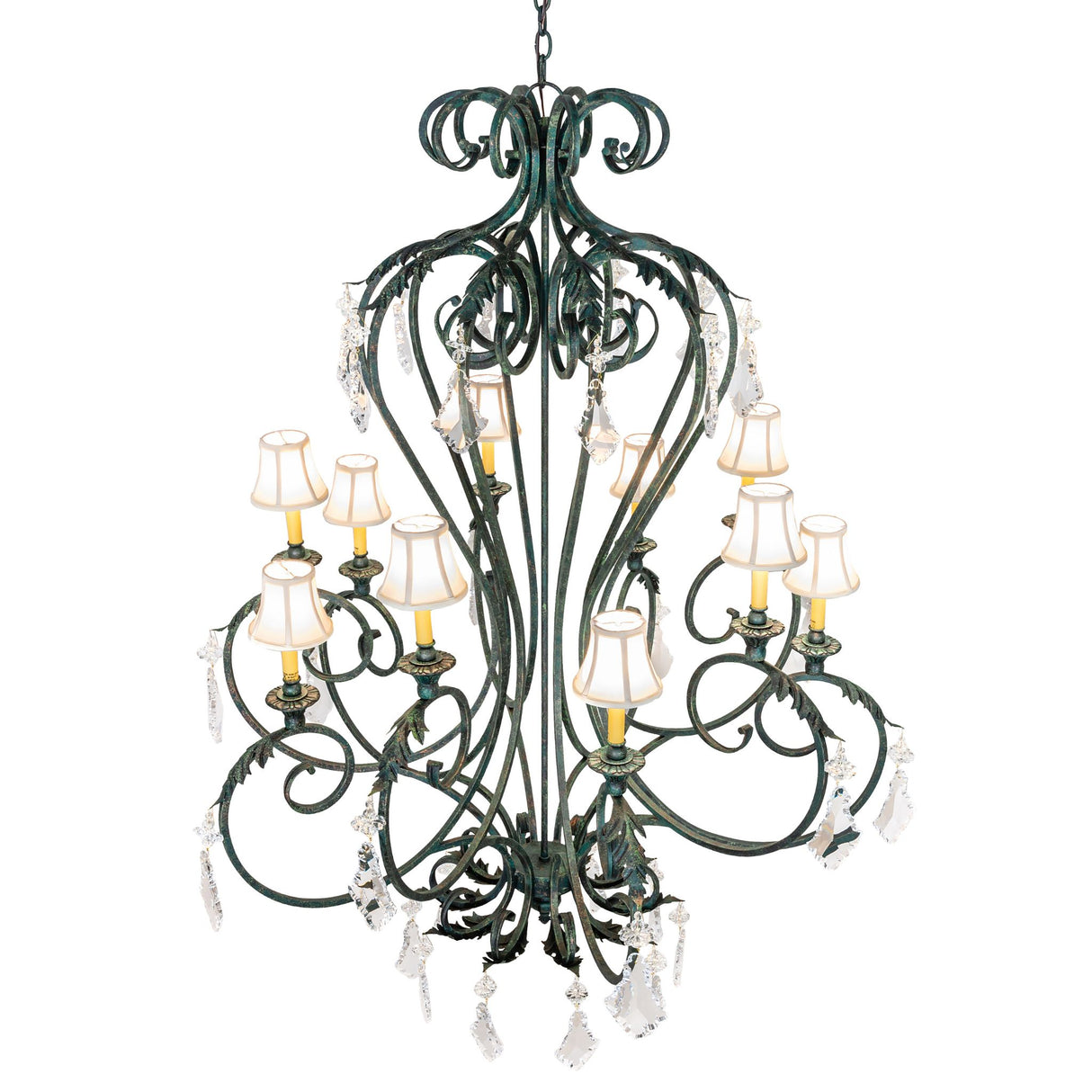 Top view of Josephine chandelier highlighting curved arms and central structure.