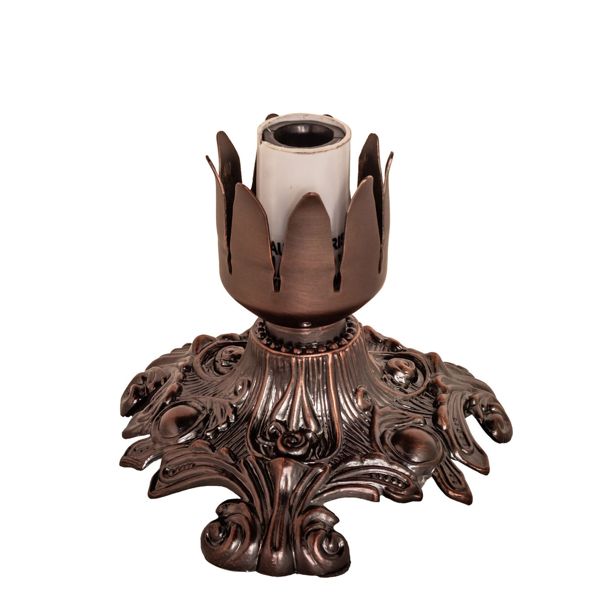 Lamp socket detail of the pond lily stained glass lamp.