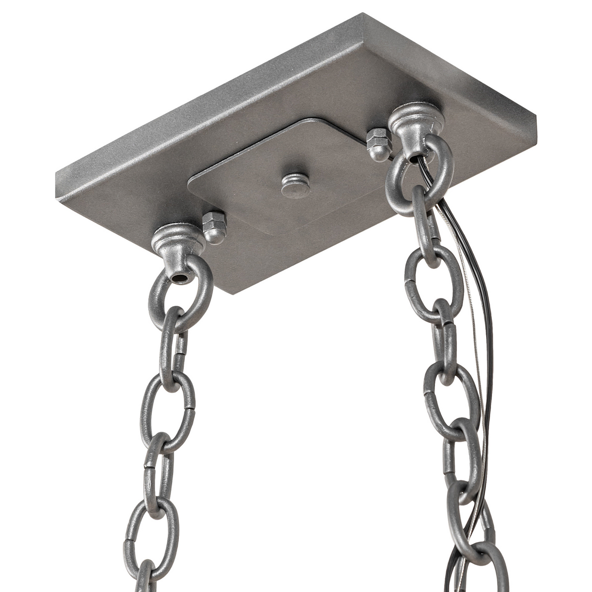Ceiling mount detail of Laramie chandelier chain fixture.
