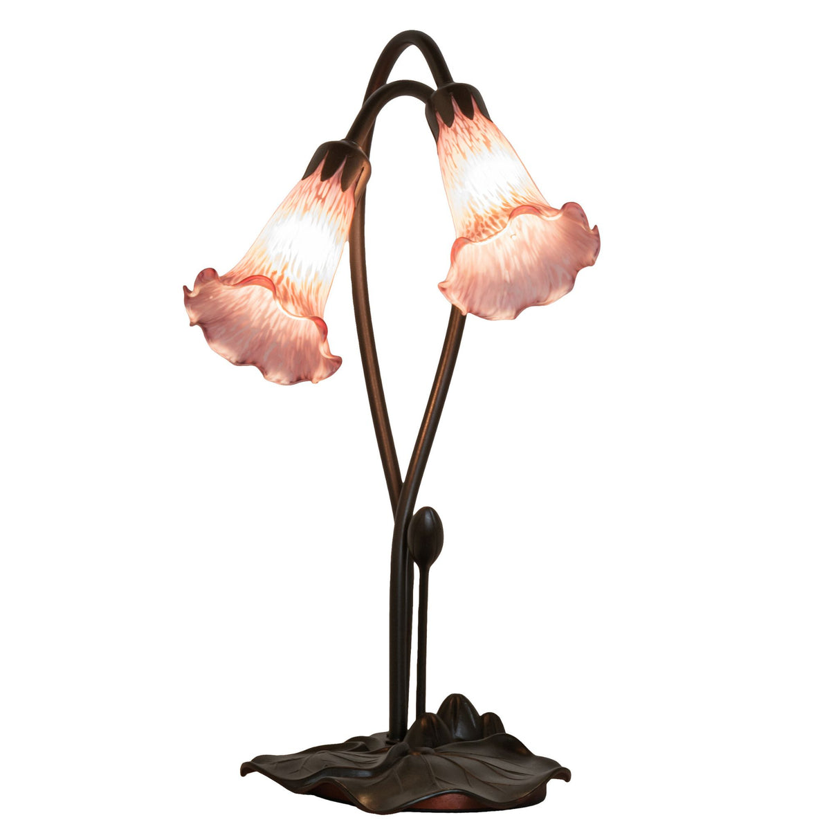 Front view of the Lavender Pond Lily accent lamp featuring elegant stems and delicate shades.