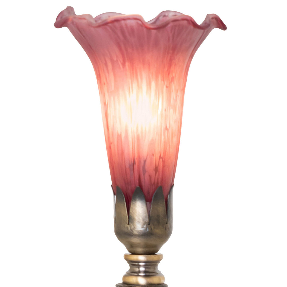 Close-up of the lavender pond lily glass shade detail.