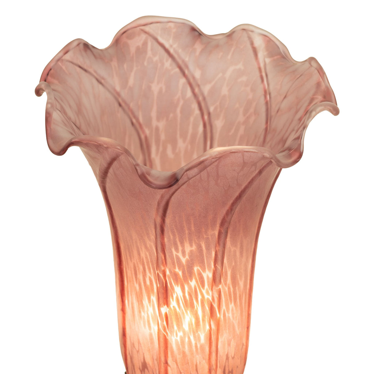 Close-up of the glass shade of Lavender Pond Lily mini lamp.