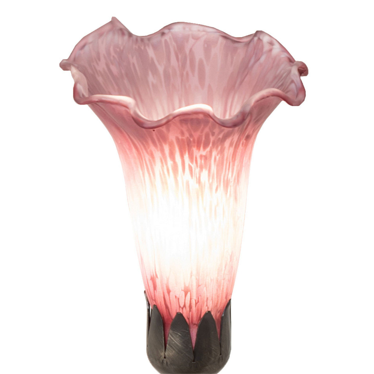 Close-up of the Lavender Tiffany Pond Lily Maidens Mini Lamp focusing on the floral shade.