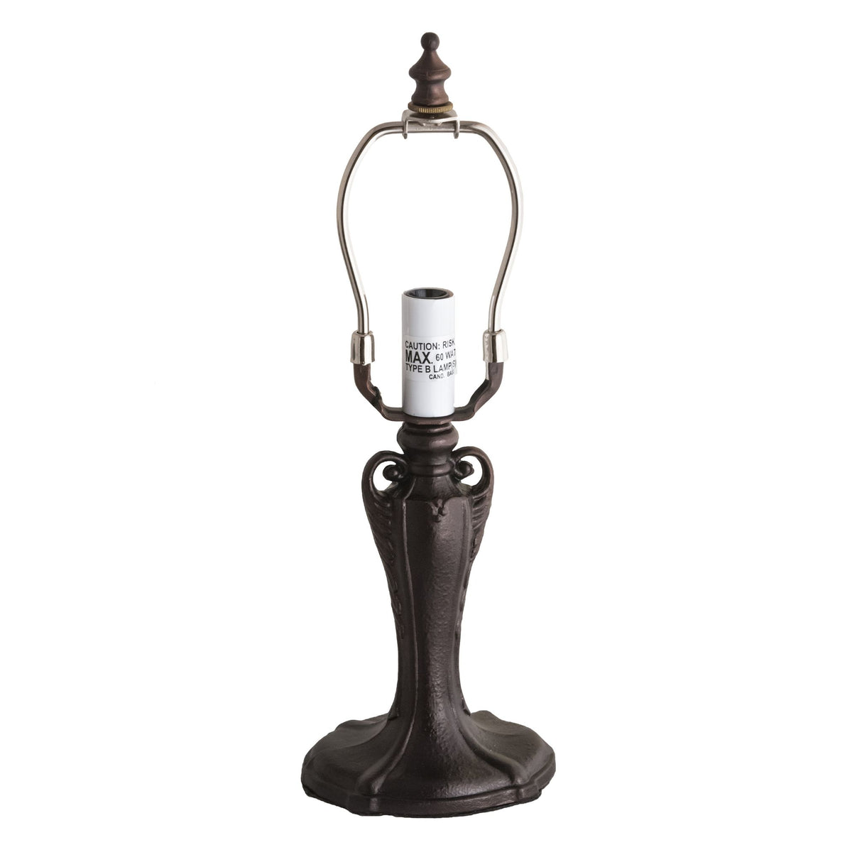 Leaf-Handle Mini Lamp Base in bronze finish, featuring a mini harp for decorative shades.