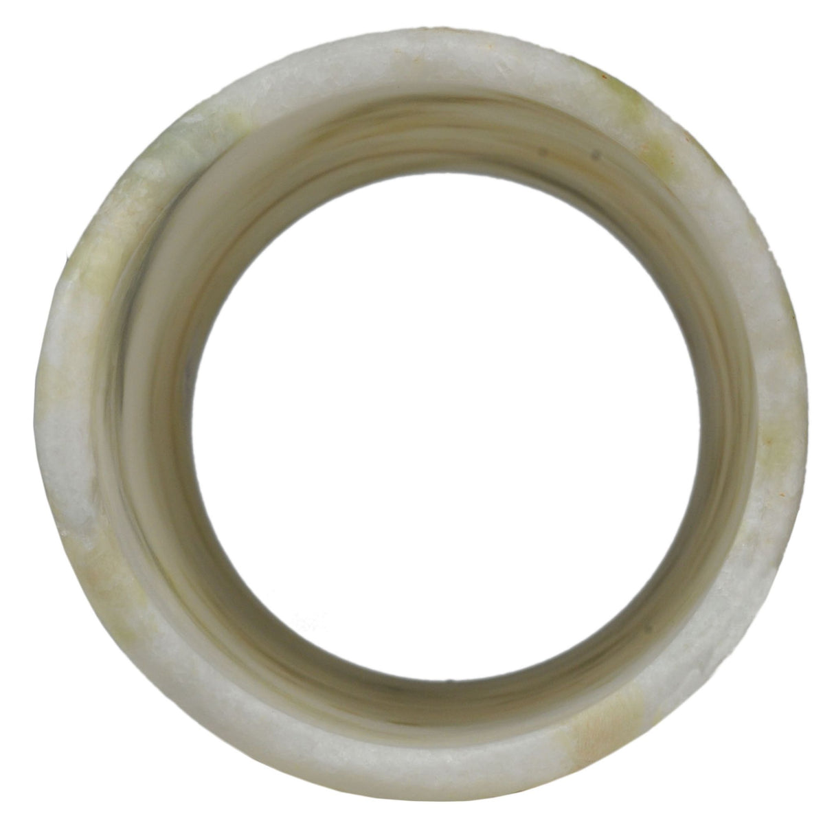 Bottom view of the cylindrical light green Jadestone shade showing its hollow interior.