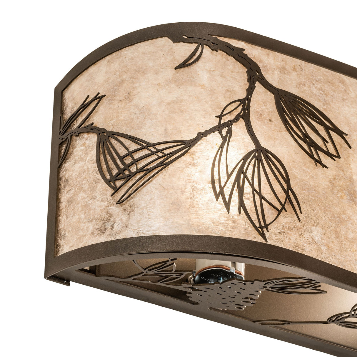 Close-up view of the Lone Pine Vanity Light highlighting the intricate branch design.