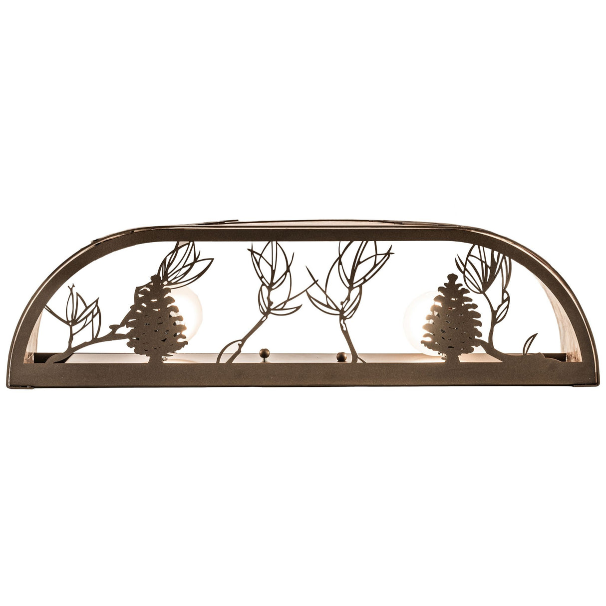 Top view of the Lone Pine Vanity Light showcasing the diffuser and frame structure.