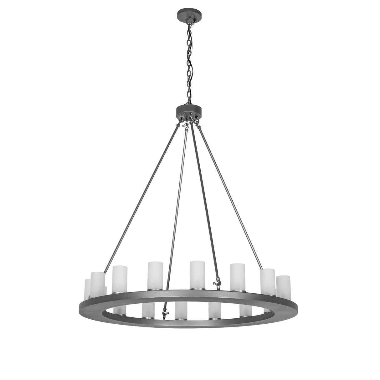 Unlit front view of the 16 Light Chandelier showing finish and design.