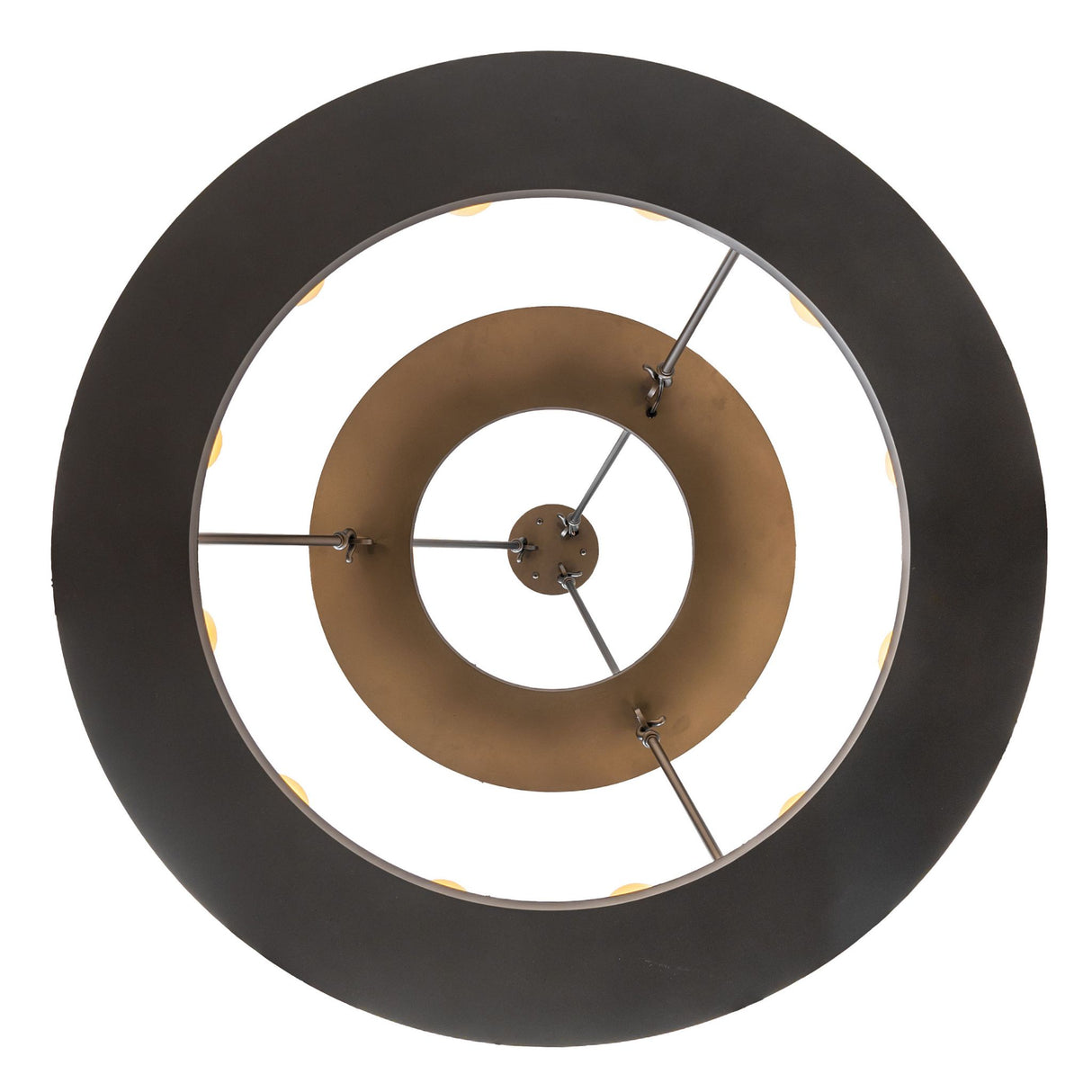 Bottom view of the Loxley two tier chandelier displaying circular symmetry and light placement.