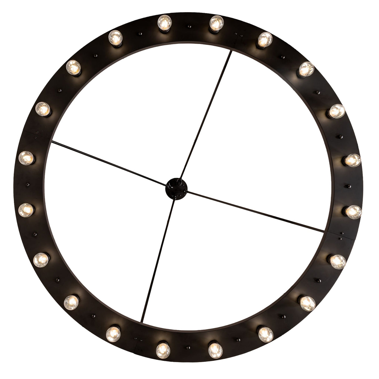 Bottom view displaying the symmetrical circular layout and internal support rods.