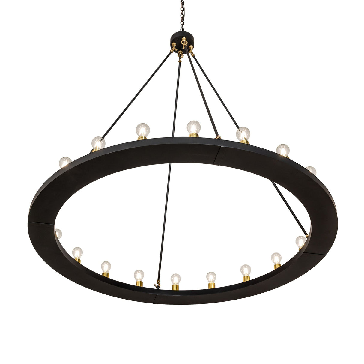 Lower angle view of Loxley 20 light chandelier emphasizing depth and hanging structure.