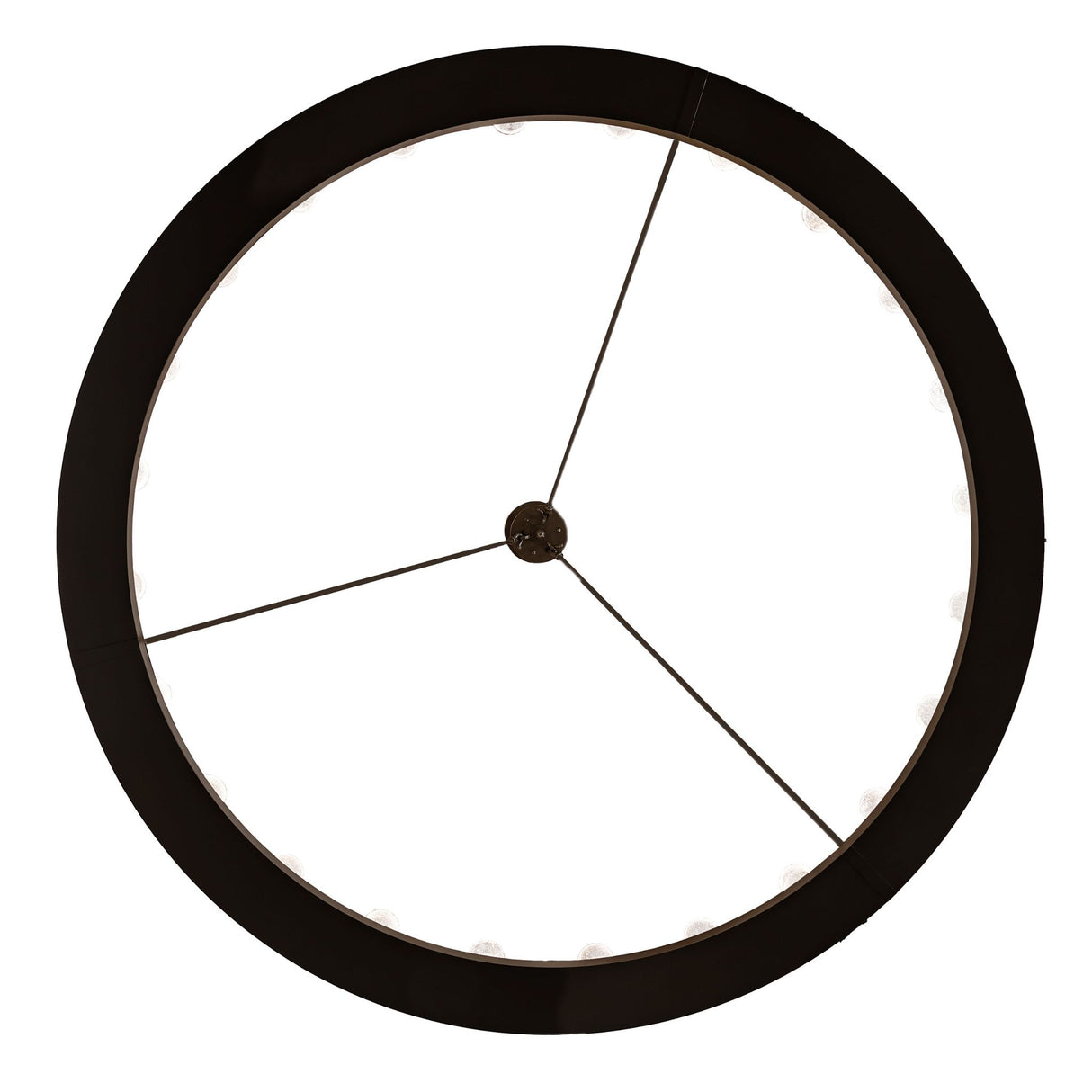 Bottom view of circular chandelier showing interior ring and downward light pattern.
