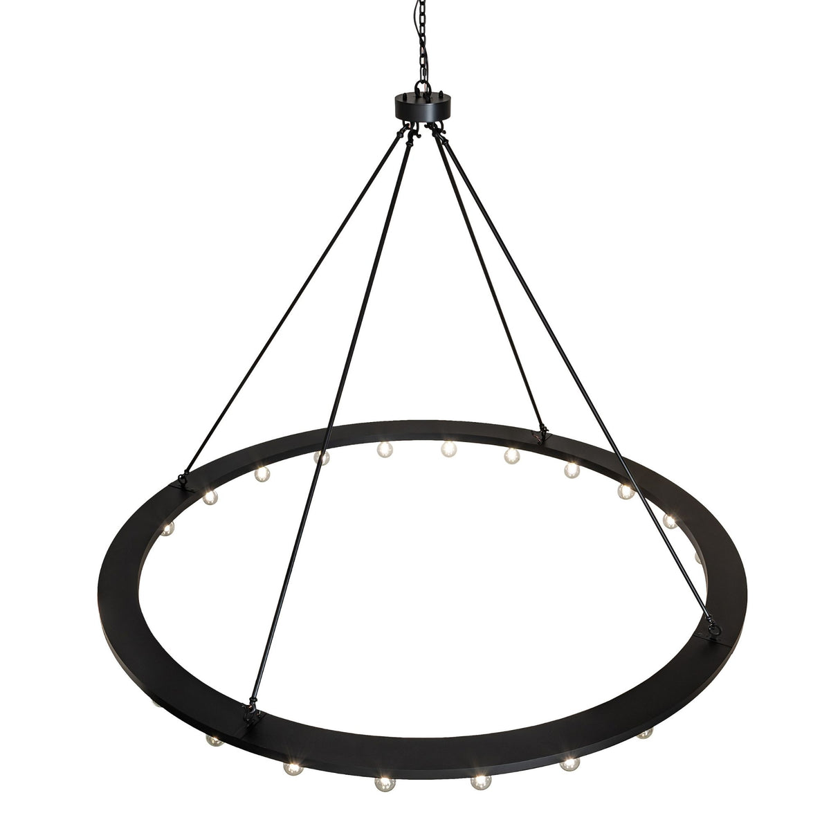 Top view of chandelier displaying radial support arms and central hub.
