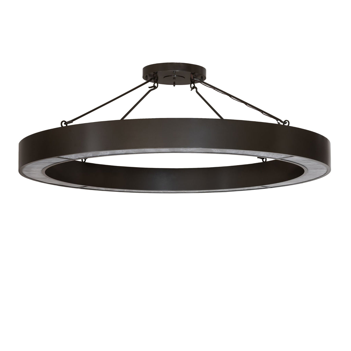 Unlit view of semi-flushmount with bronze frame and Whitestone Idalight diffuser.