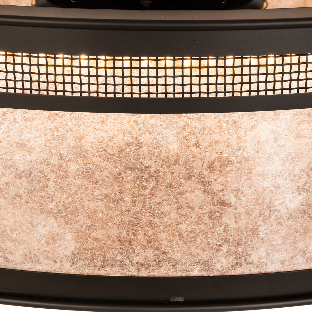 Detailed view of Oil Rubbed Bronze frame and mesh accent.