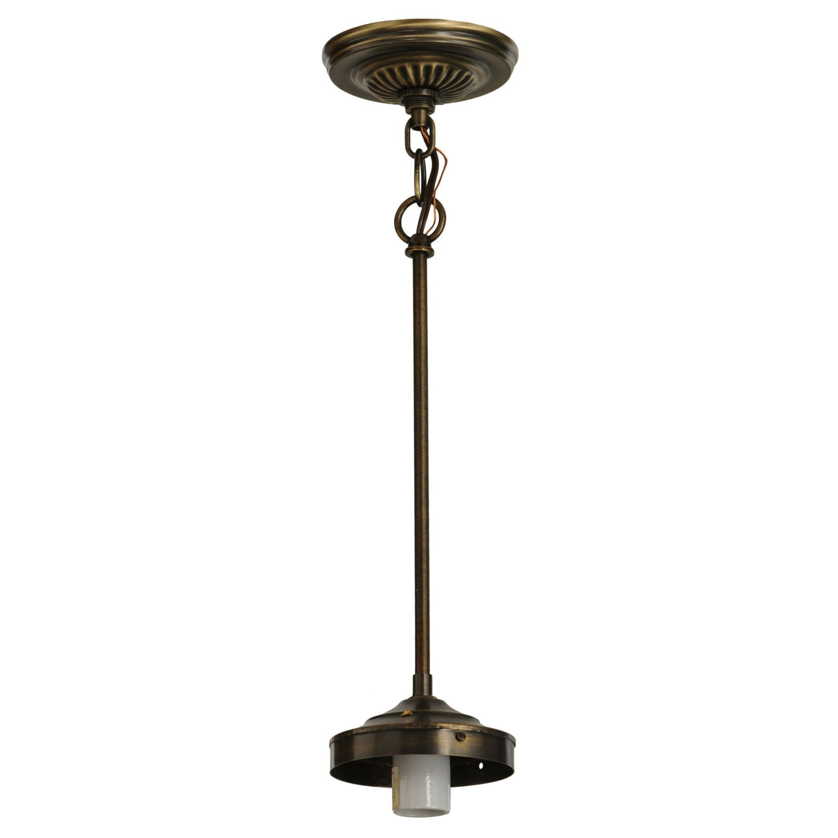 Mahogany Bronze 1-light adjustable pendant hardware with a classic rod suspension and canopy.
