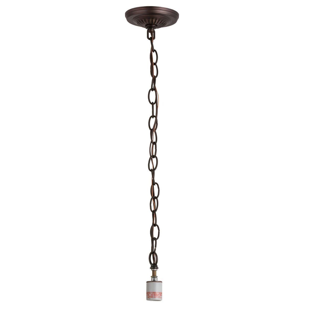 Mahogany Bronze 1-light pendant hardware with chain and canopy.