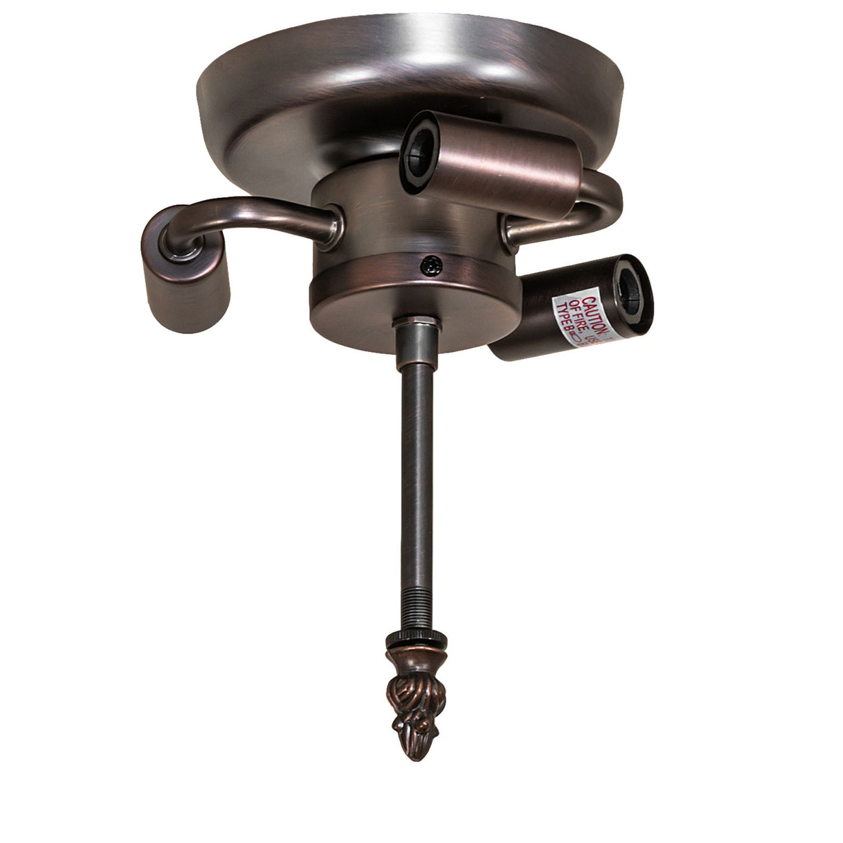 Mahogany bronze flush mount with three light sockets.