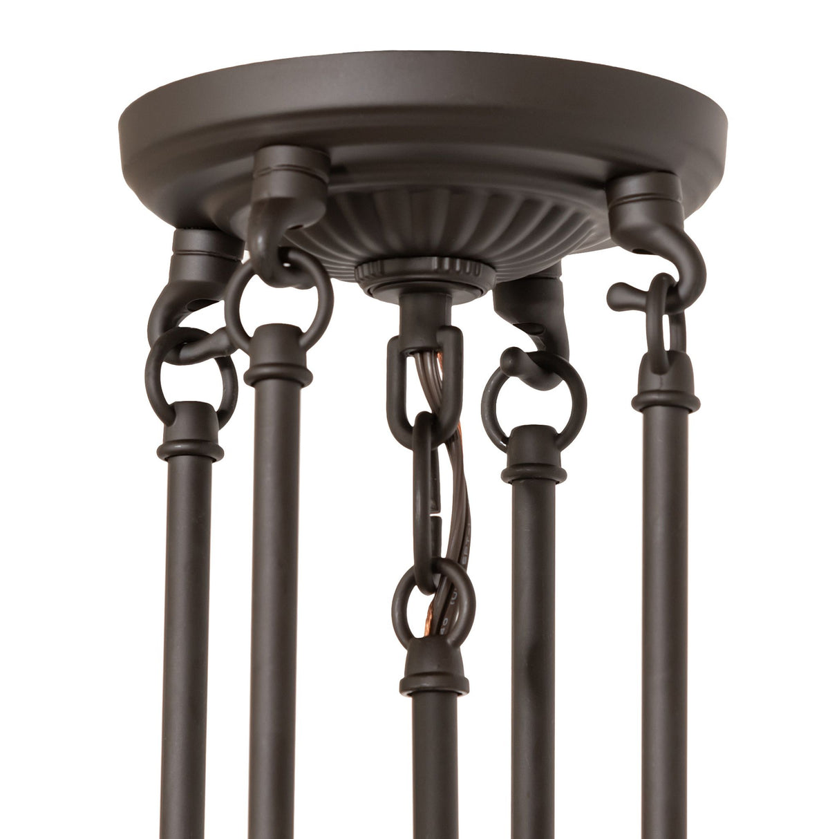 Detailed view of the top section showcasing the intricate mahogany bronze finish and connection design.