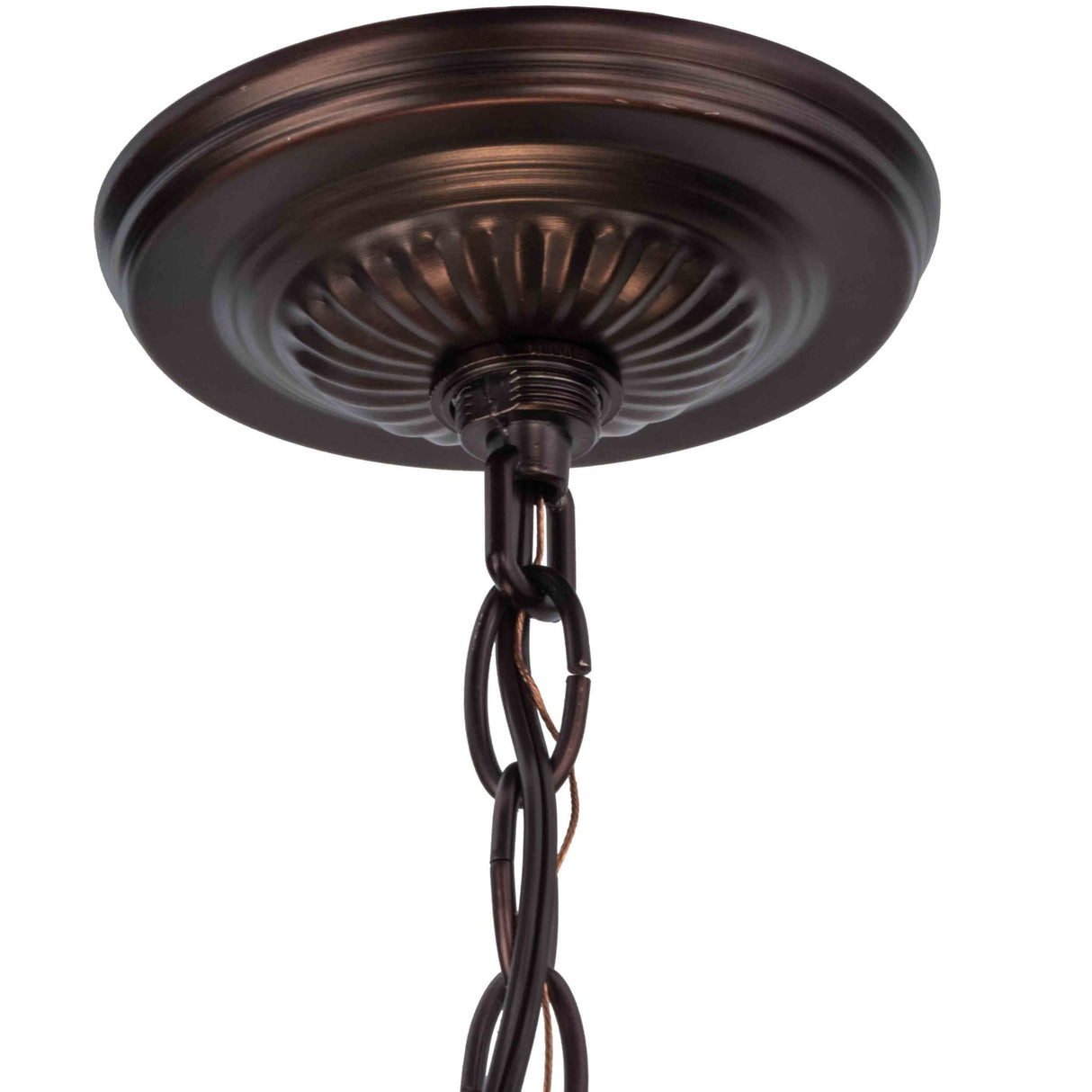 Mahogany bronze pendant hardware canopy with chain attachment.
