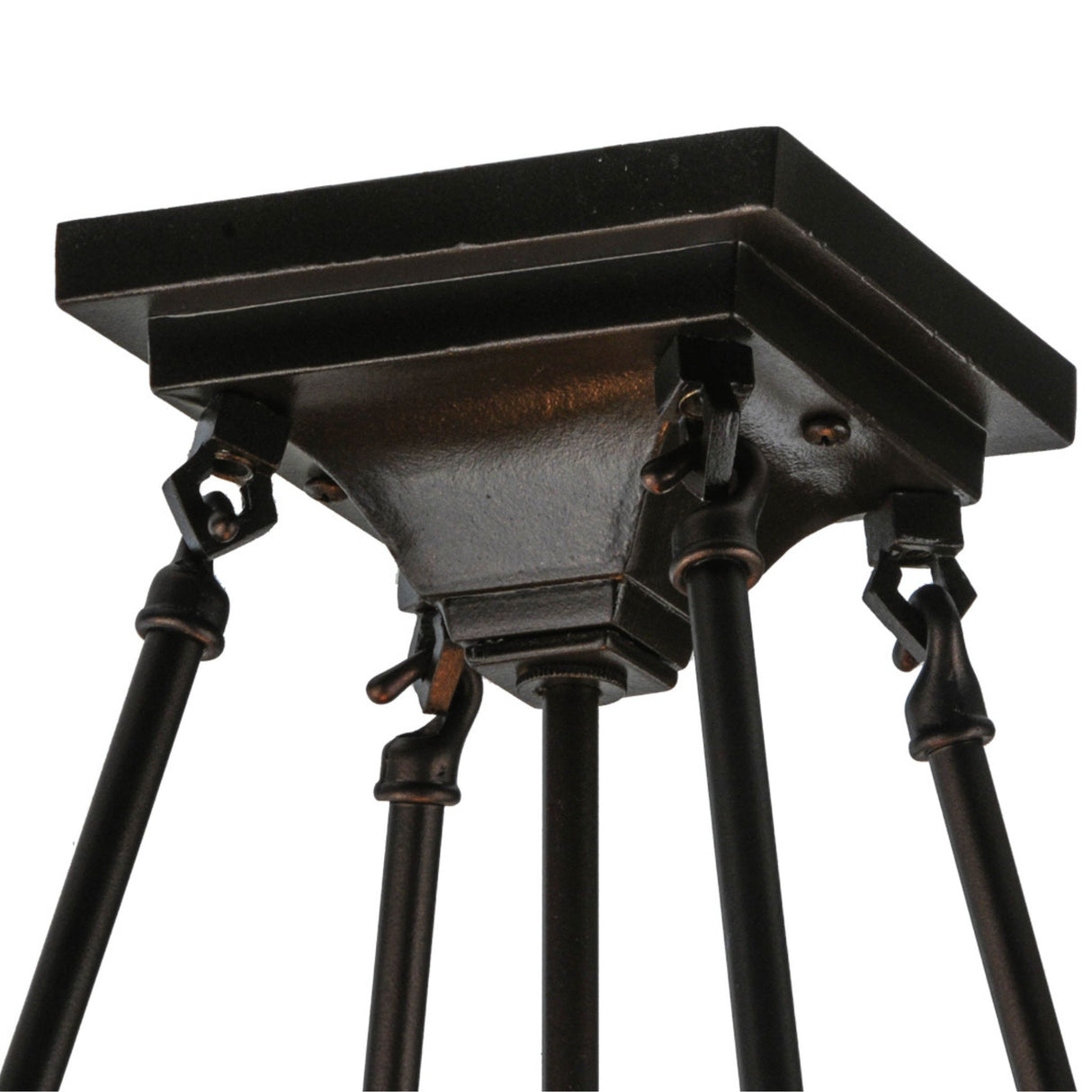 Mahogany Bronze Semi-Flush Mount's top fixture with intricate hardware.