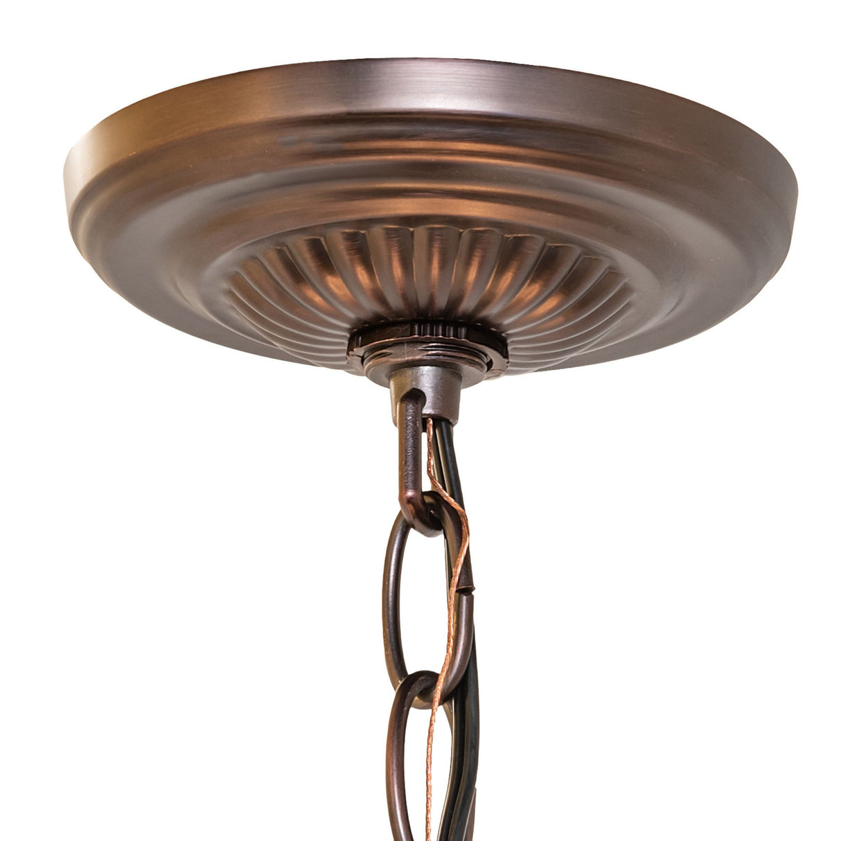 Ceiling canopy of the Mahogany Bronze Chandelier Hardware with chain attachment.