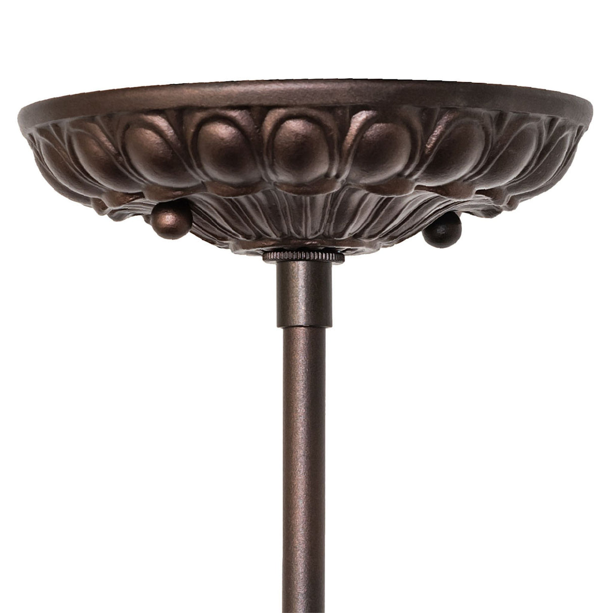 closeup view of the mount on mahogany bronze inverted pendant hardware.