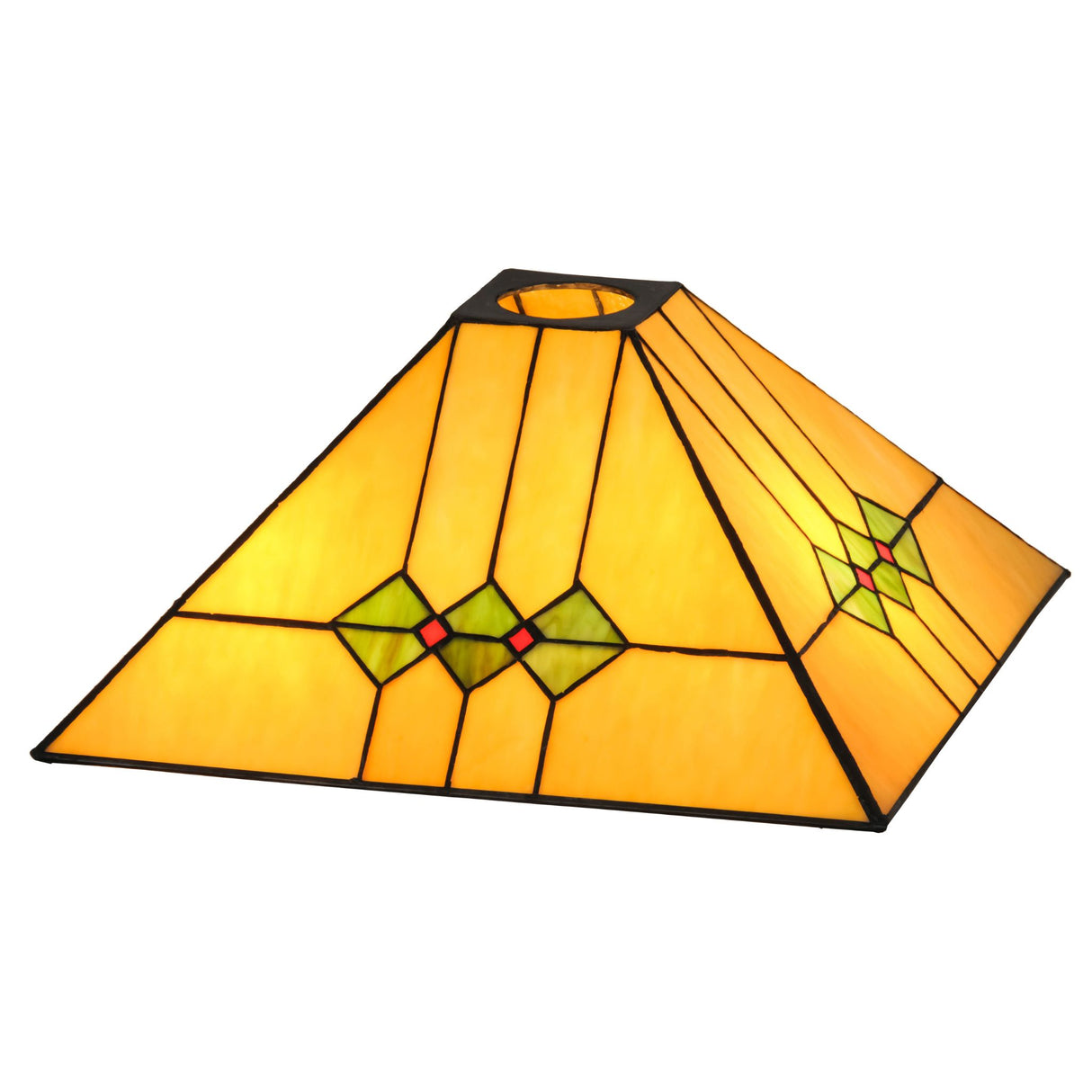 Martini Mission shade with honey amber tones and geometric design.