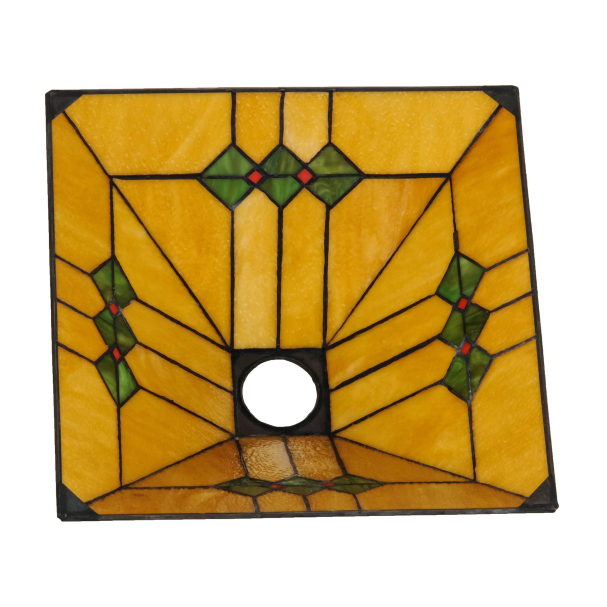 Top view of the Martini Mission shade in honey amber with olive green accents.