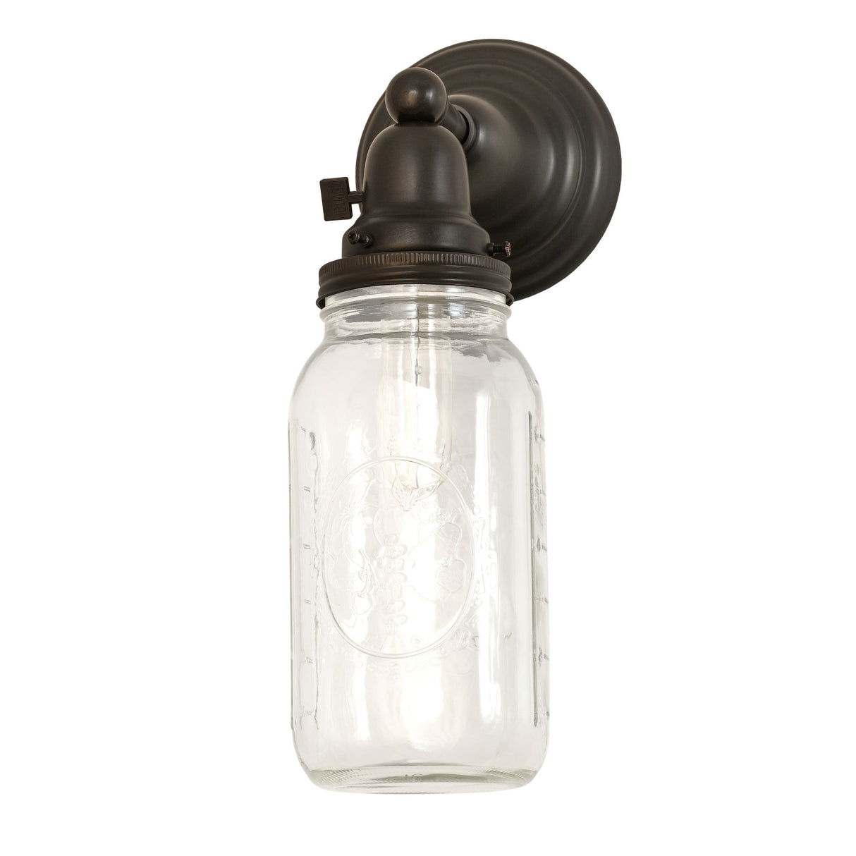 Mason Jar Wall Sconce with Clear Glass, 5.5" Wide