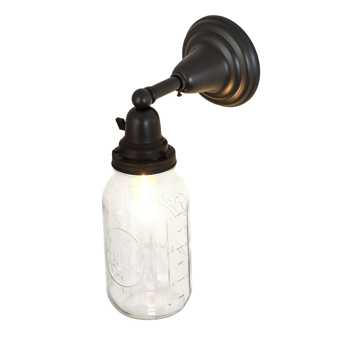 Top view of the Mason Jar Wall Sconce in Craftsman Brown finish.