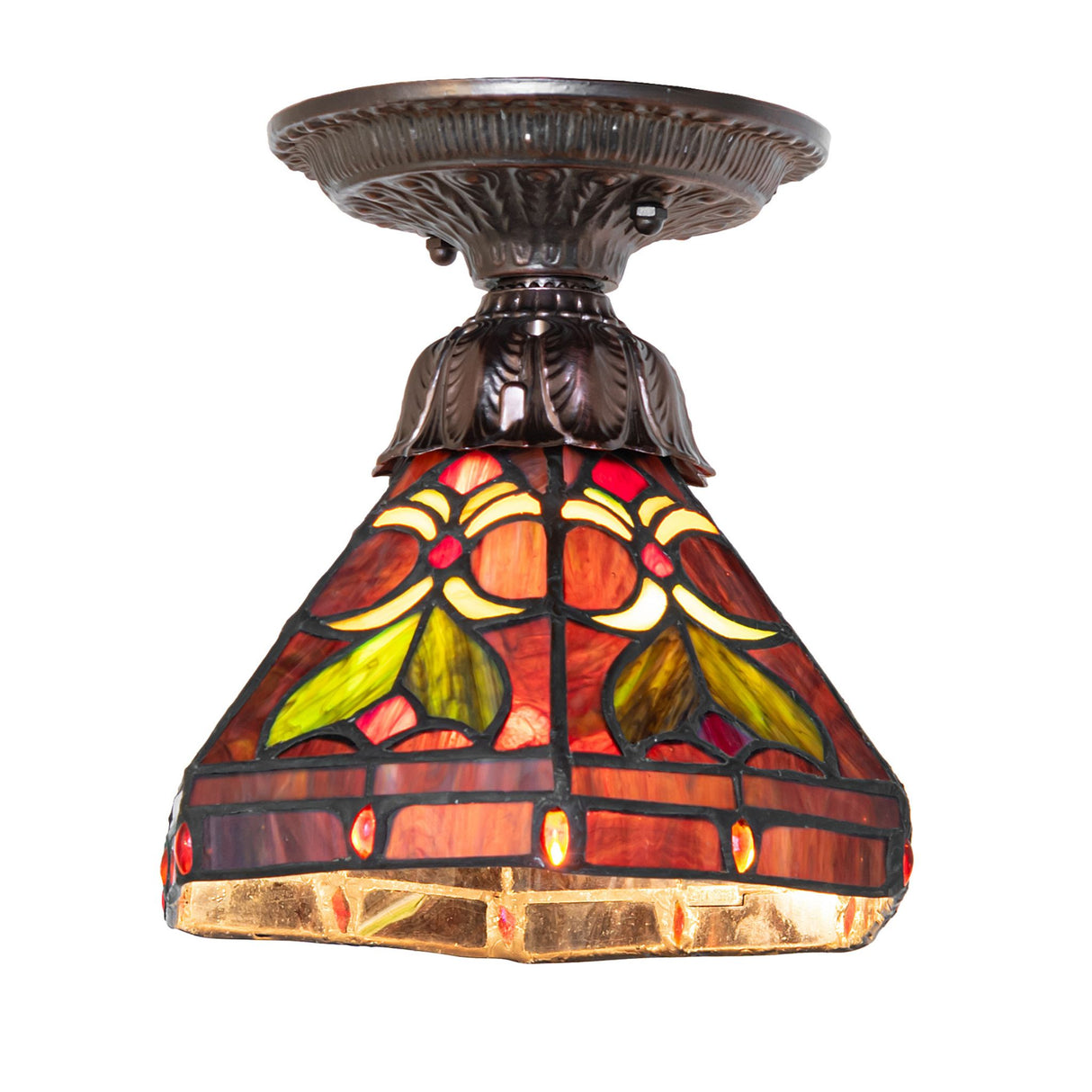 Middleton flushmount with vibrant colored glass design.