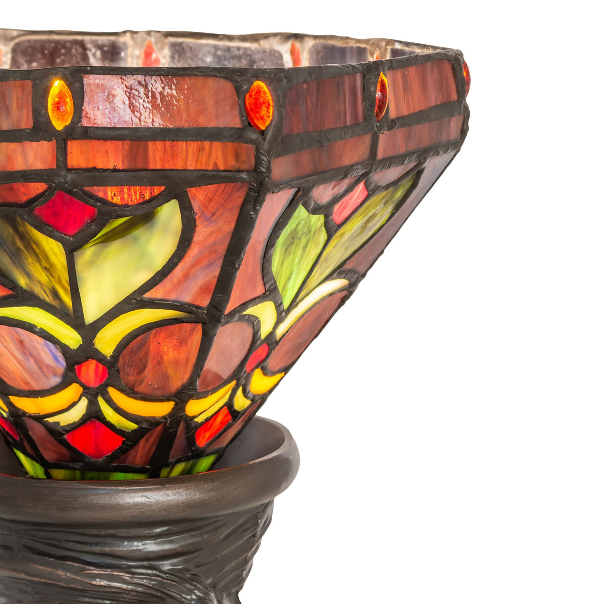Closeup of colorful glasswork on the Middleton Mini Lamp.