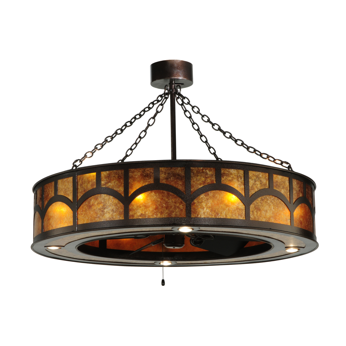 Mission Hill Top Chandel-Air angled front view lit.