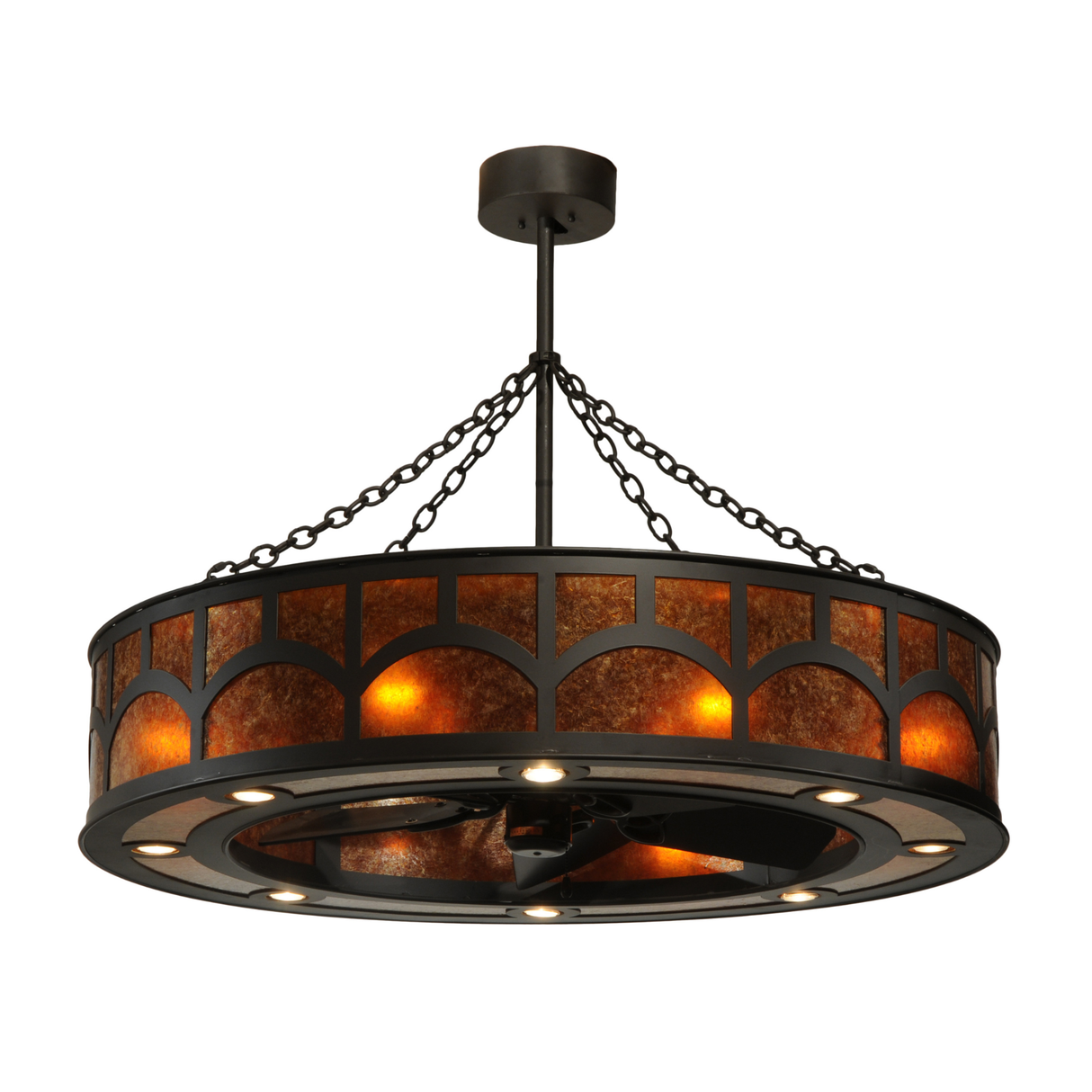 Wide angled view highlighting the illuminated shade and black frame.