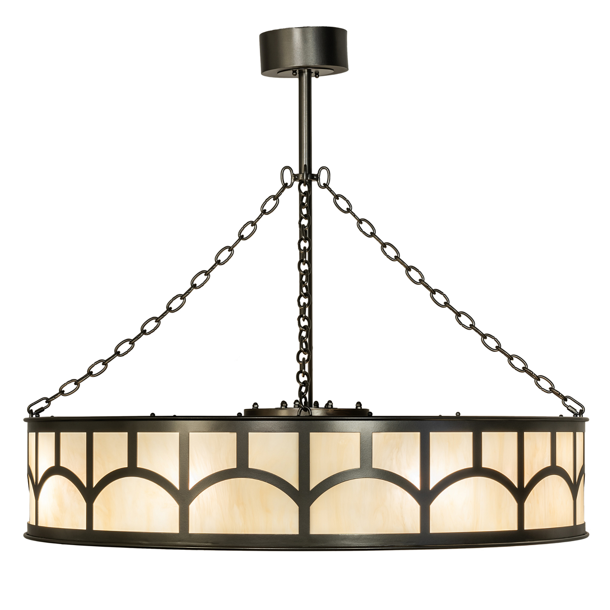 Side profile showing geometric diffuser panels in warm bronze tones.