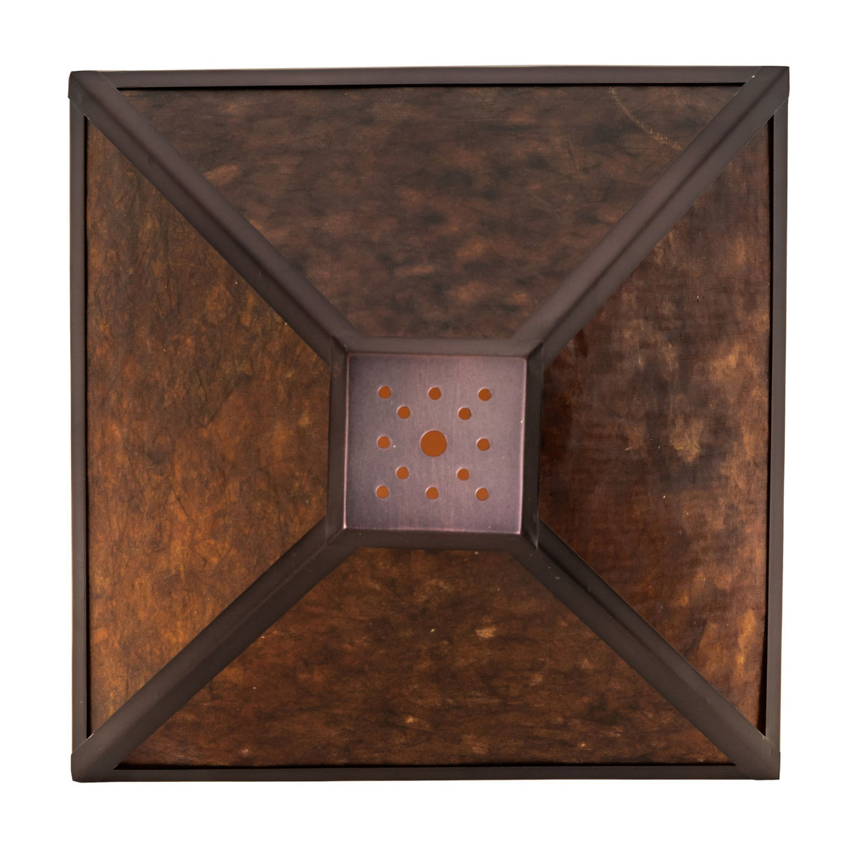 Front view of the Mission Prime shade with amber mica finish.