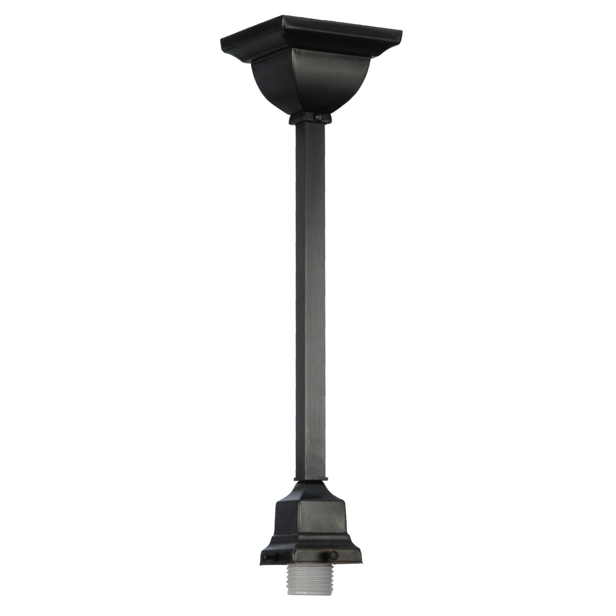 Mission-style square rod hardmounted hang kit in Craftsman Brown finish.