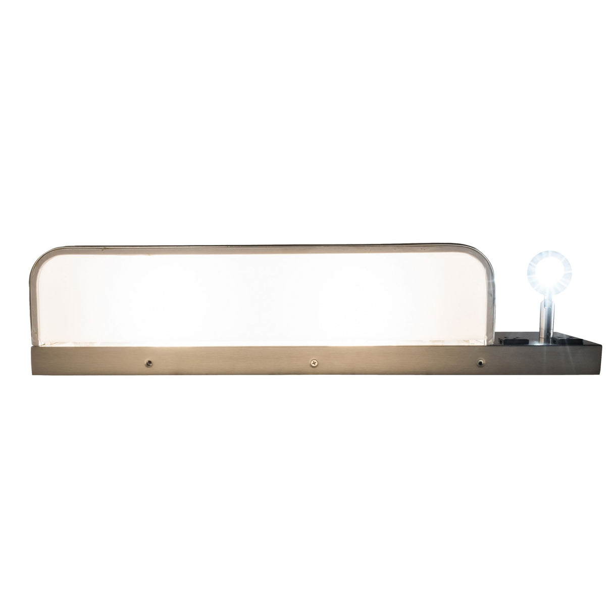 Modern 24-inch wall sconce with a brushed metal finish and integrated light.