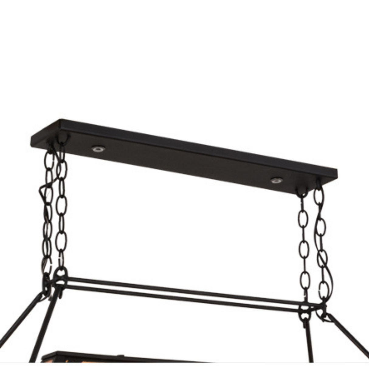 Top canopy and chain mount of Moose at Lake pot rack fixture.