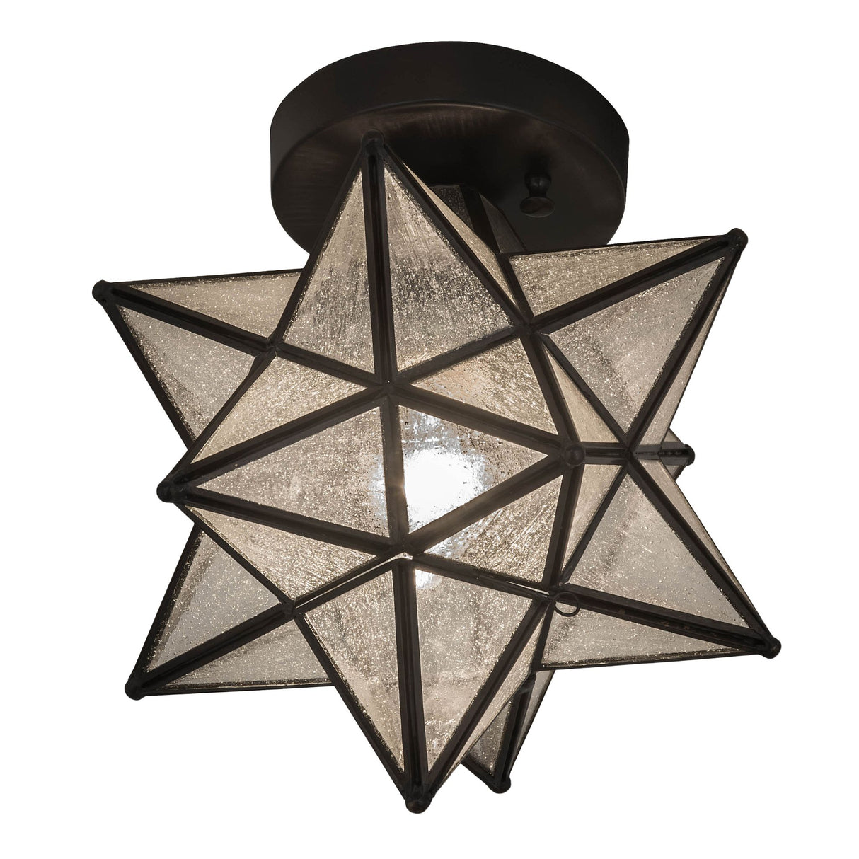 Angled perspective of the Moravian Star Flushmount, highlighting its detailed craftsmanship.
