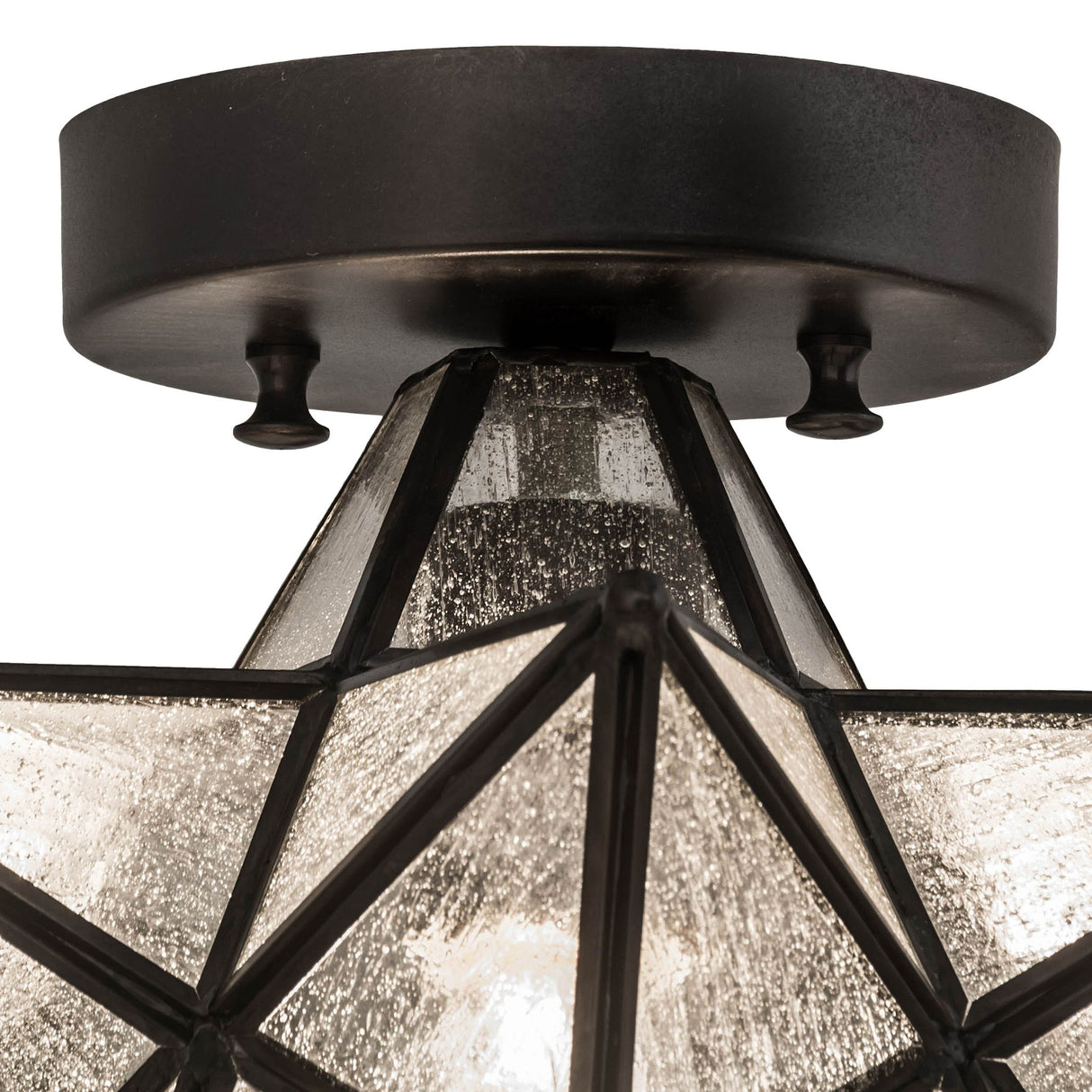 Close-up of the Moravian Star Flushmount’s mounting hardware and finish.